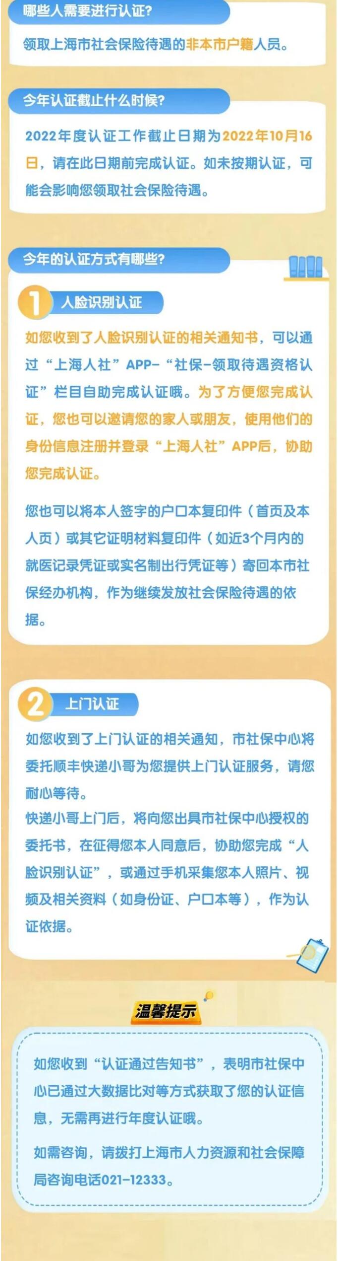 上海市2022年度领取社会保险待遇资格认证工作已经启动啦!